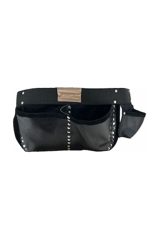 10 Adet Hakiki Deri Çivi Önlüğü Bel Çantası Siyah