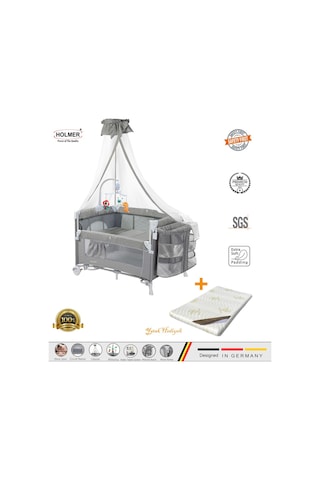 Holmer Yatak Hediyeli Coolstyle Maxi Cibinlikli Dönenceli Anne Yanı Park Yatak 70x110cm + Yatak