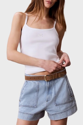 Calvin Klein Pamuklu Regular Fit Logolu Kare Yaka İp Askılı Top Lv047g208gyaf Bayan Top Lv047g208g Yaf Beyaz
