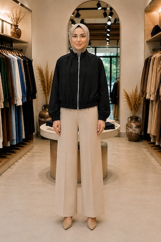 Sevitli Bomber Ceket-siyah-5941