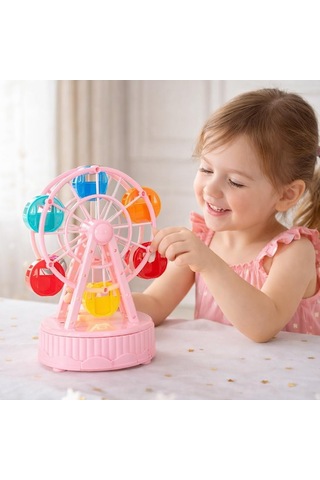Dönme Dolap Müzik Kutusu, 10 X 16cm, Kurmalı Melodili Ferris Wheel Müzik Kutusu, Pasta Üstü Doğum Günü Süsü, Diğer