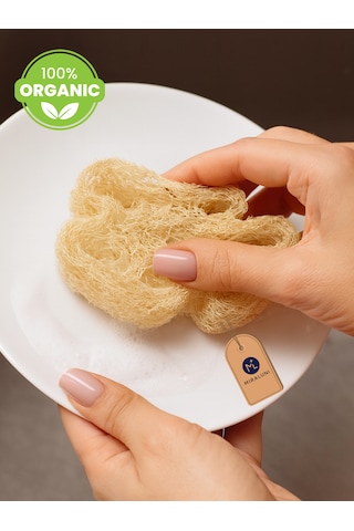 3 Lü Doğal Kabak Lifi Bulaşık Süngeri Bitkisel, Çevre Dostu, Plastik İçermez, Uzun Ömürlü