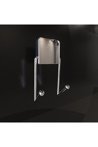 Dekoratif Yapıştırmalı Banyo Mutfak Metal İki Kancalı Askı Krom Pratik Vidasız Montaj Dc-4772 Gri