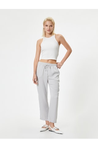 Koton Crop Paça Pantolon Beli Bağlamalı Cepli Gri 4sak40112pw Gri