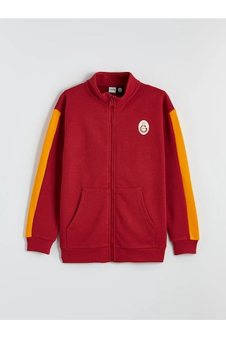 Lc Waikiki Kırmızı Dik Yaka Galatasaray Baskılı Erkek Çocuk Fermuarlı Sweatshirt KIrmızı