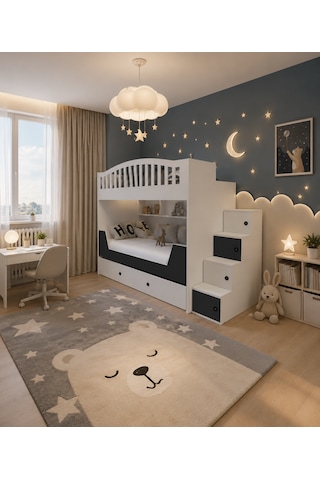 Monarch Yavrulu Mdf Fonksiyonel Merdivenli Ranza Ba 2 90 x 190 CM