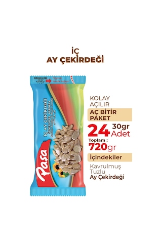 Paşa Kuruyemiş İşlenmiş İç Ay Çekirdeği 24 x 30 G