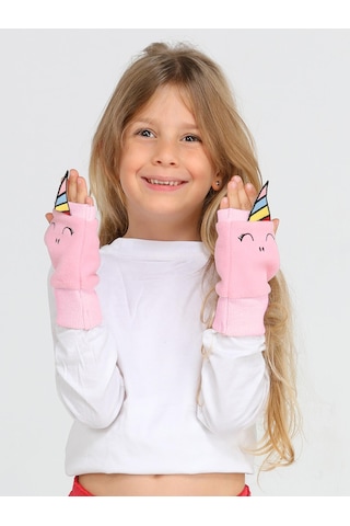 Casabony Unicorn 3d Kız Çocuk Polar Eldiven Pembe