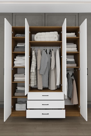 Yatak Odası Takımı 5 Parça %100 Mdf Gardırop Şifonyer Makyaj Masası Komodin Ytk03 Beyaz - Karına