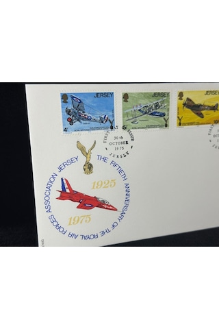 1975 İngiltere Sömürgesi Jersey Raf Kraliyet Hava Kuvvetleri Temalı İlk Gün Zarfı Royal Air Force 5  Teşhir Ürün