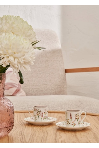 Bella Maison Flores Porselen 2'li Kahve Fincanı Seti 90 Cc Çok Renkli