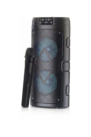 1926 Kablosuz Mikrofonlu Rgb Ledli Usb/tf/radyolu Taşınabilir Bluetooth Hoparlör Parti Speaker