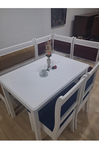 Köşe Mutfak 90689 Model Ahşap Açılır Masa Babyface Kumaş Parlak Lake Beyaz 3 Renk