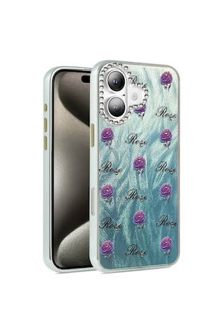 Newface Apple Uyumlu iPhone 16 Plus Kılıf Blade Aynalı Desenli Kapak - Desen 9 Mavi