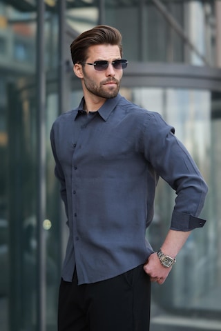 Madmext Füme Basic Uzun Kollu Erkek Gömlek E6762 Füme