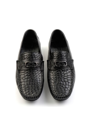 Bambi Siyah Hakiki Deri Erkek Loafer Ayakkabı E01757714803 Siyah