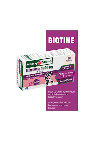 Happymore Biotin Ve Çinko İçeren 30 Tablet Takviye Edici Gıda