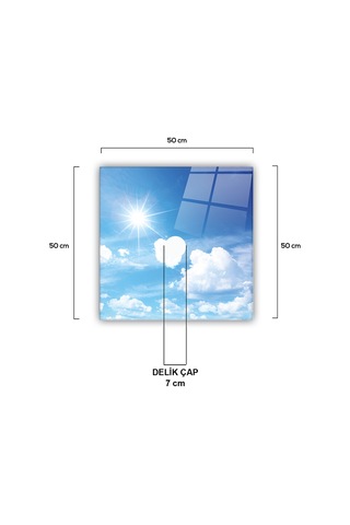 Cam Avize Göbeği | Gökyüzü Desenli | 50Cm X 50Cm Çok Renkli