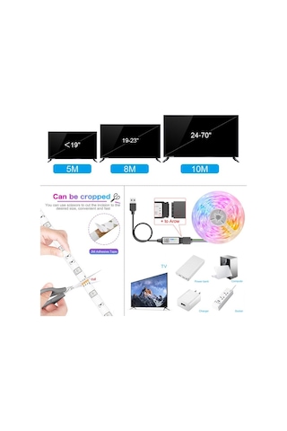 App 5050 Rgb Bluetooth Led Çubuk Işık 1m-30m Dc 5v Usb Led Çubuk Tv Arkaplan Işığı Odası Dekorasyon Neon Işık App Controller 1m