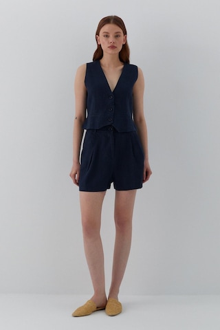 Cepkenli Şortlu Keten Takım Lacivert Lacivert