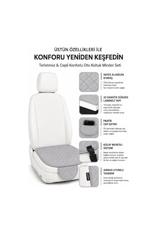Araba Koltuk Minderi Ön Ve Arka Takım 3 Parça Aracınıza Stil Katın Kumaş 29553108