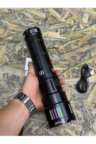Small Sun Zy-w512 9.000 Lümen Süper Güçlü Led Profesyonel Şarjlı El Feneri Siyah