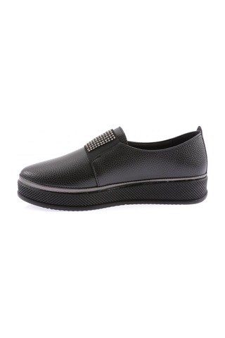 Dgn 171 Kadin Kristal Taş Bantli Kalin Taban Comfort Ayakkabi 171-2115-R1534 Siyah