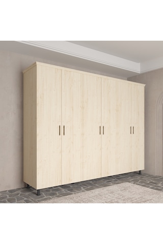 Soft Wood 6 Kapaklı Masif Ahşap Gardırop Çam