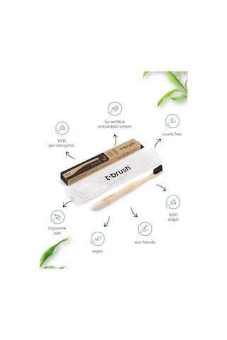 Tbrush Koyugri Bambu Diş Fırçası - Medium(orta Sert) + Diş Fırçası Saklama / Taşıma Kabı