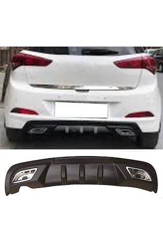Hyundai İ20 Uyumlu Difüzör Difizör Siyah + Kare Egzoz Görünüm C Tip