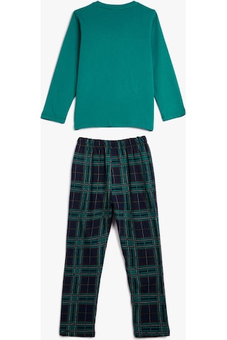 Koton Yılbaşı Temalı Pijama Takımı Baskılı Uzun Kollu Pamuklu Yeşil 4wlm40004mk 4WLM40004MK980 Yeşil