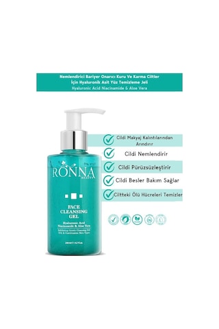 Ronna Beauty Face Cleasing Kuru ve Karma Ciltler İçin Besleyici ve Onarıcı Temizleme Jeli 200 ML