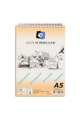 A.esk.blk.090.05 Sipralli .eskiz Blok.90gr.a5 60 Ypr.dik Alx-821