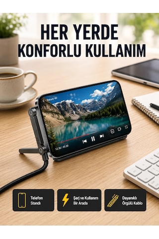 240w Type-c To Type-c Katlanabilir Standlı Hızlı Şarj Kablosu Siyah 240w Type-c To Type-c Katlanabilir Standlı Hızlı Şarj Kablosu Siyah