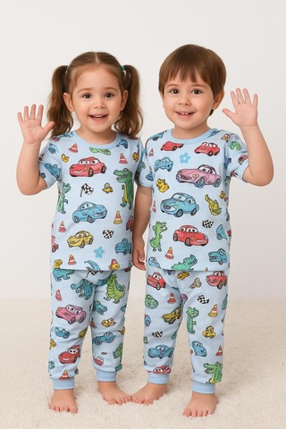 Isobel Kids Araba Desenli Pijama Takım Mavi