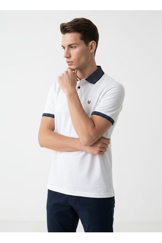 Giyim Dünyası Erkek Polo Yaka Kısa Kol Tshirt Beyaz