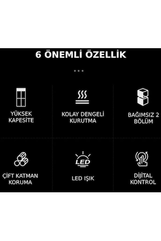 Dalle Ss-32h Paslanmaz Çelik 32 Tepsili Çift Katmanlı Gıda Kurutma Makinesi
