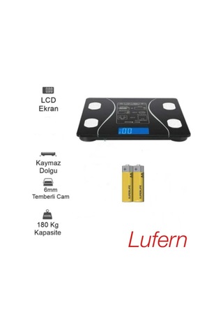Bluetooth Özellikli Akıllı Tartı Kilo Vücut Yağı Su Oranı Kas Kütlesi Protein Oranı Kemik Kütlesi Çok Renkli