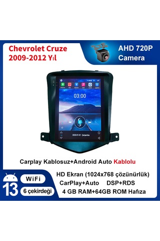 Chevrolet Cruze 2009-2012 Yıl 4gb Ram 64gb Rom Carplay Multimedya