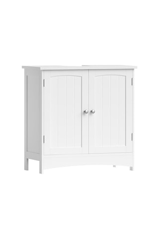 Vasagle 2 Kapılı Lavabo Dolabı, Banyo Dolabı, Ayarlanabilir Raflar, Bol Depolama Alanı, 60 X 30 X 60 Cm, Beyaz Bbc01wt Açık Meşe