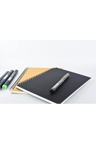 2'li Kareli Defter, A5 Boyut 15x21 Cm , 60 Yaprak, 90gr. Ivory Kağıt, Siyah Ve Kraft Kapaklar, Ofis İçin İdeal, Planlayıcı Kareli