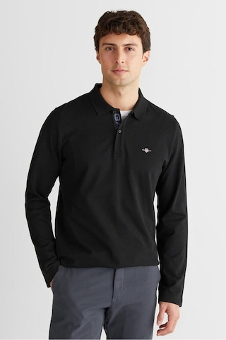 Gant Erkek Tam Kalıp Uzun Kollu Polo Yaka T-shirt - Siyah-12558 Siyah