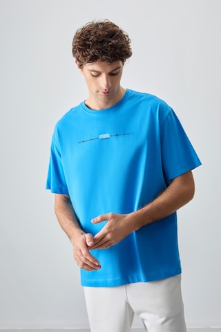 Air Jones Tommy Life Petrol Mavi %100 Pamuk Kalın Yumuşak Dokulu Oversize Fit Baskılı Erkek T-shirt - 88357 Petrol Mavi