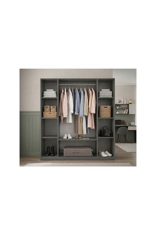 Rudu Milas 4 Kapaklı 160x45x190 Cm Giyisi, Eşya Dolap/gardırop Antrasit-dor Antrasit - Dor