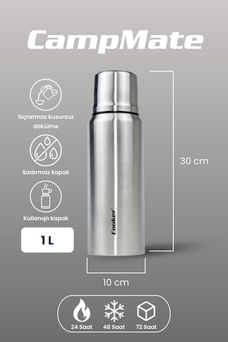 Cooker Campmate 1 Litre Paslanmaz Çelik Termos Ckr2080 Gümüş