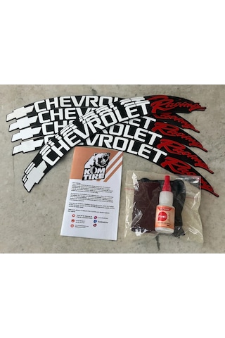 Chevrolet Racing Motorsiklet Ve Otomobil Araç Lastik Yazısı 3.5 Cm 8 Adet Yapıştırıcı Arma Sticker