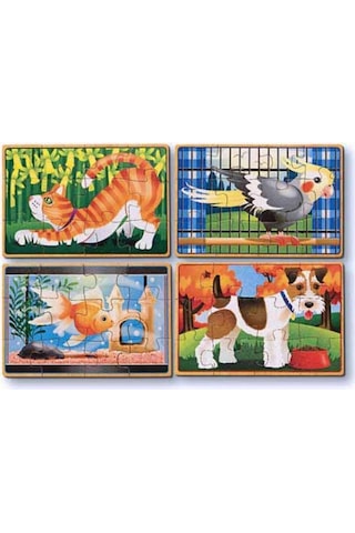 Melissa And Doug Ahşap 12X4 Yapboz Seti Evcil Hayvanlar