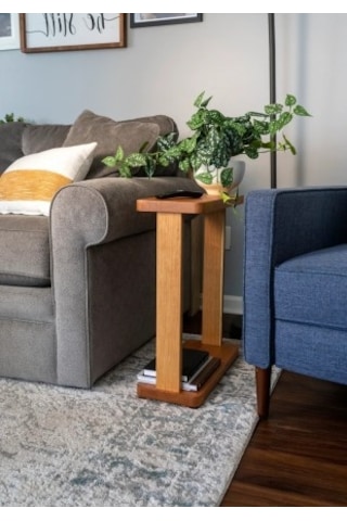 Woodensa Ahşap Yan Sehpa ,2 Katlı Masif Sehpa