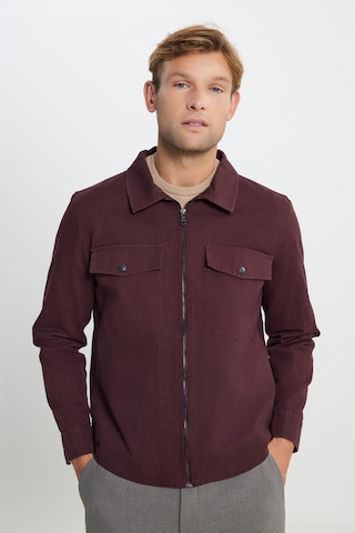 Ac&Co / Altınyıldız Classics Erkek Bordo Standart Fit Normal Kesim Pamuklu Yan Cep Gömlek Ceket Bordo