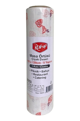 Roll-up Tek Kullanımlık Laminelli Kağıt Masa Örtüsü-çiçek Desenli-100x150 Cm-16 Yaprak-20 Rulo/koli